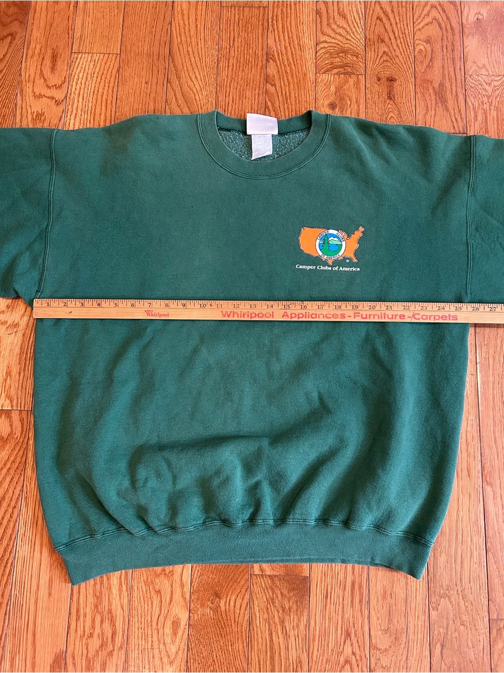Camper Clubs‎ of America Sweatshirt Green Hanes Ultimate Cotton Vintage USA Map - Picture 11 of 11